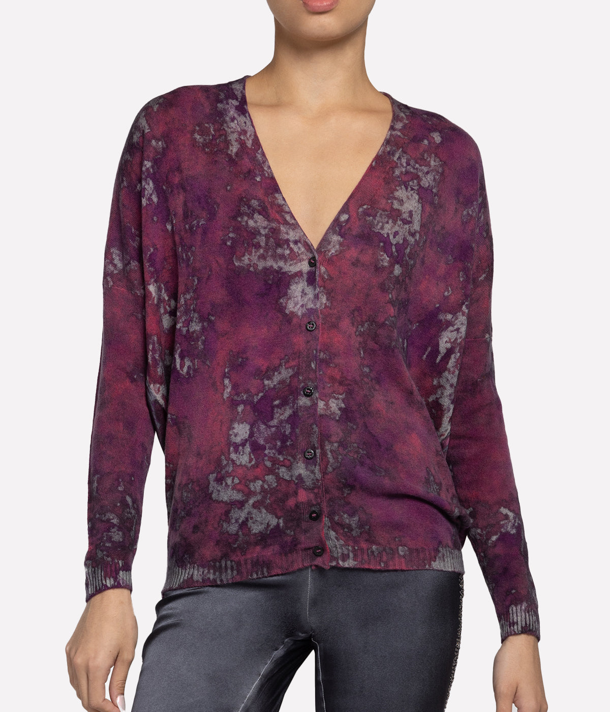 Boreal V Neck Oversize Cardigan in Orchid