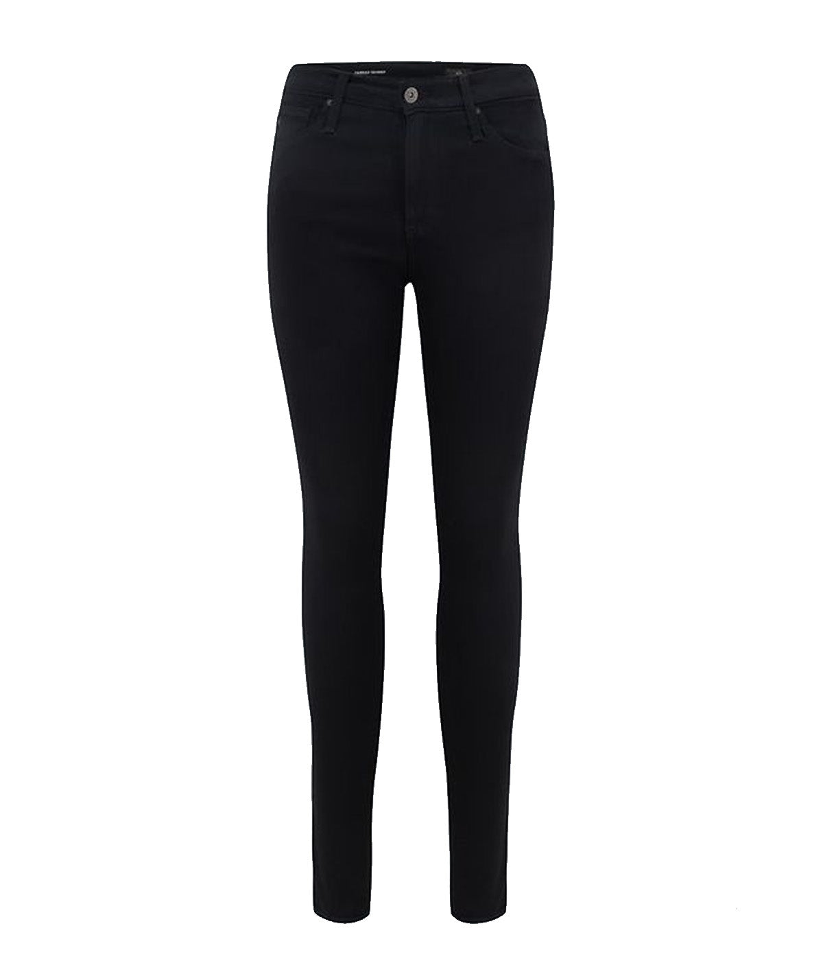 Super-slim fit black jeans with a mid-rise waist, cropped length, and a sleek figure-hugging silhouette.