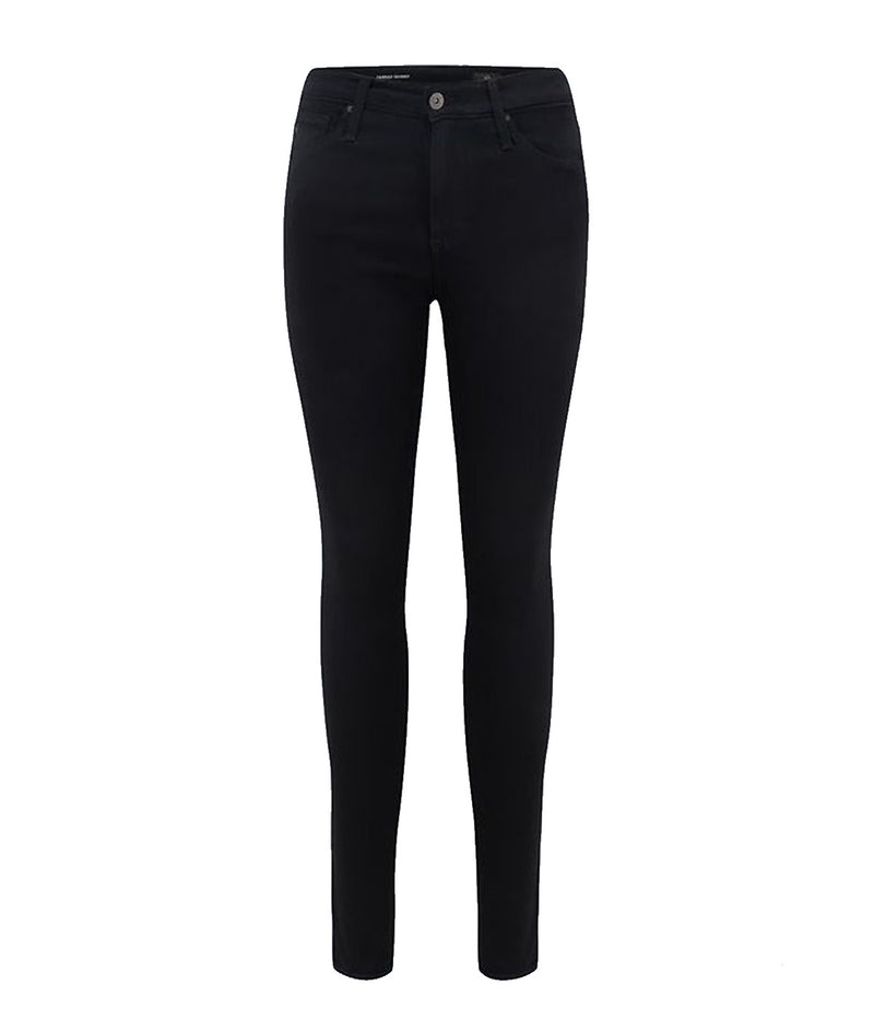 Super-slim fit black jeans with a mid-rise waist, cropped length, and a sleek figure-hugging silhouette.
