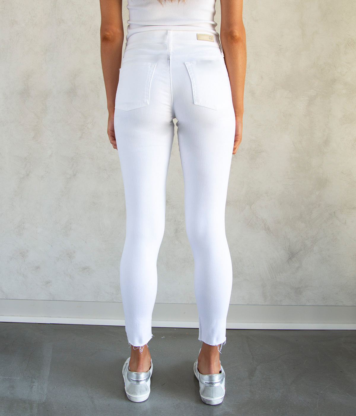 The Farrah Skinny Ankle Jean in Unchartered White