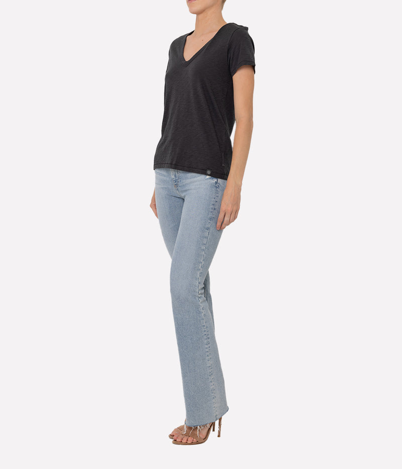 The Slub V T-Shirt in Black