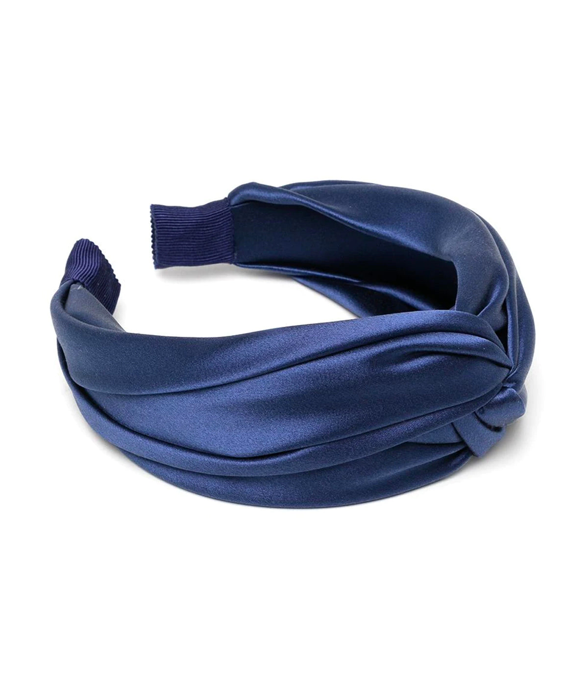 Twist Headband in Silk Satin Navy