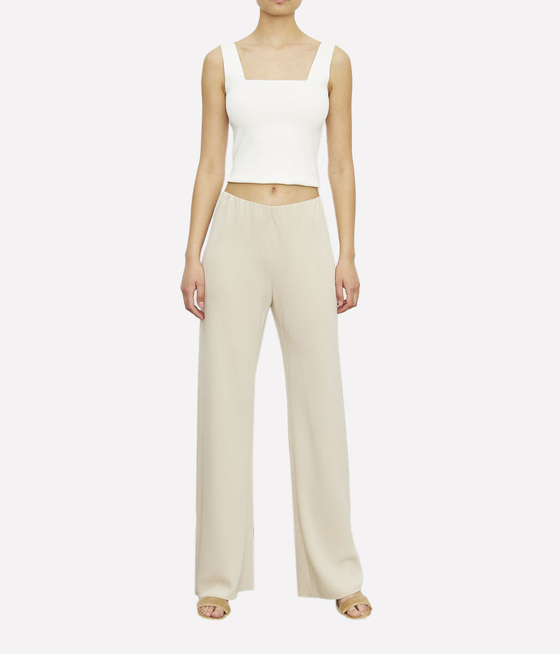 High Waisted Satin Pant In Shell