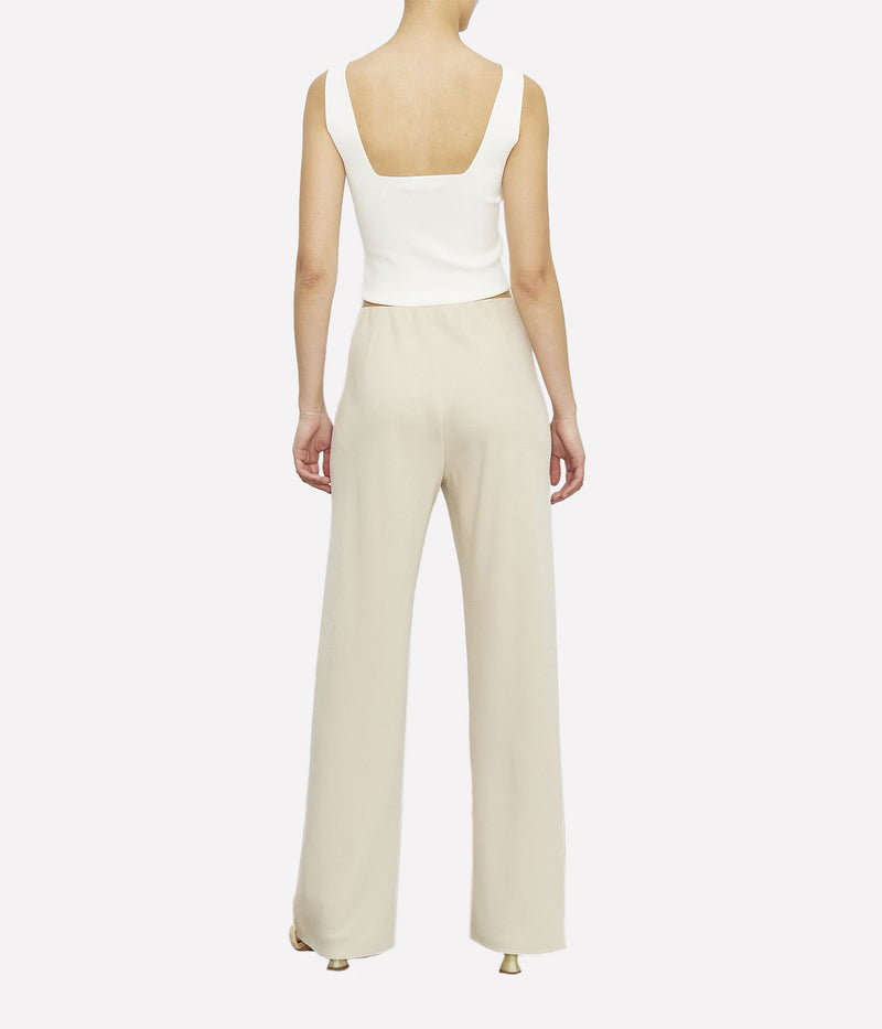 High Waisted Satin Pant In Shell