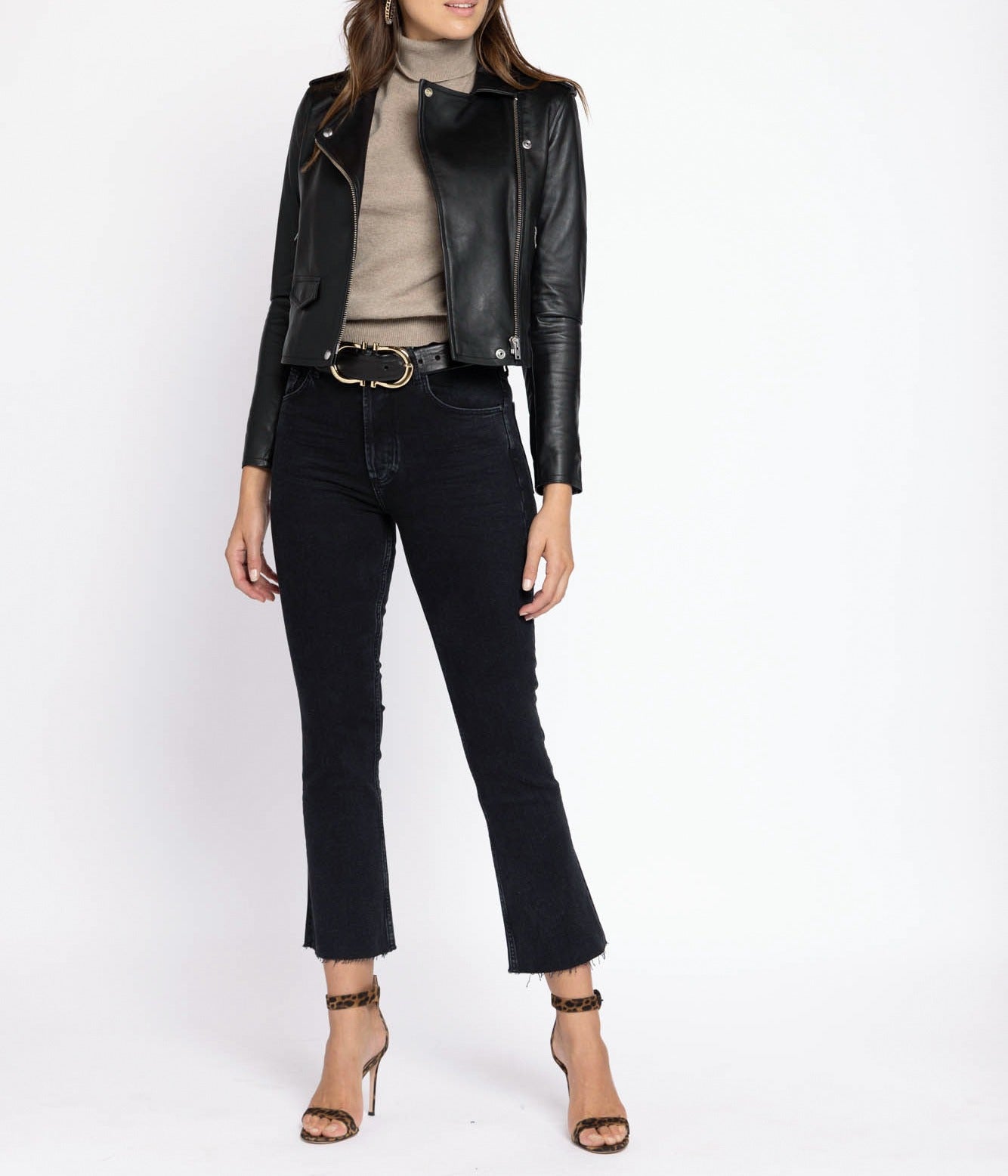Ashville Leather Biker Jacket in Black