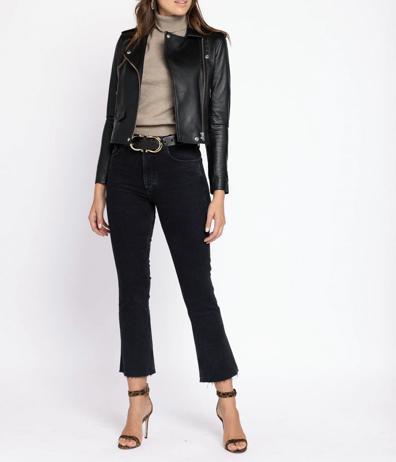 Ashville Leather Biker Jacket in Black