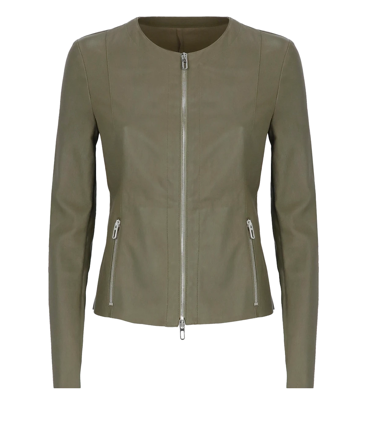 Zipped Stretch Jacket in Flint Green