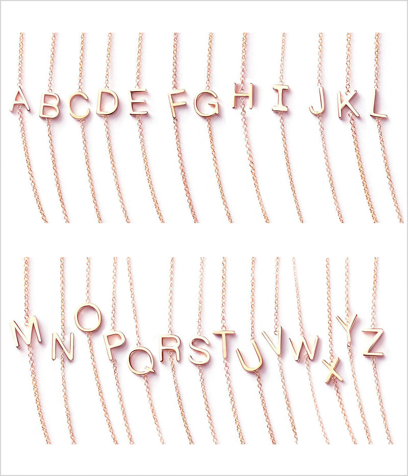 Personalized 14K rose gold initial necklace with delicate charm, 16-inch chain perfect for daily wear, shower, or surf. Ideal sentimental gift for birthdays, graduations, or new baby initials