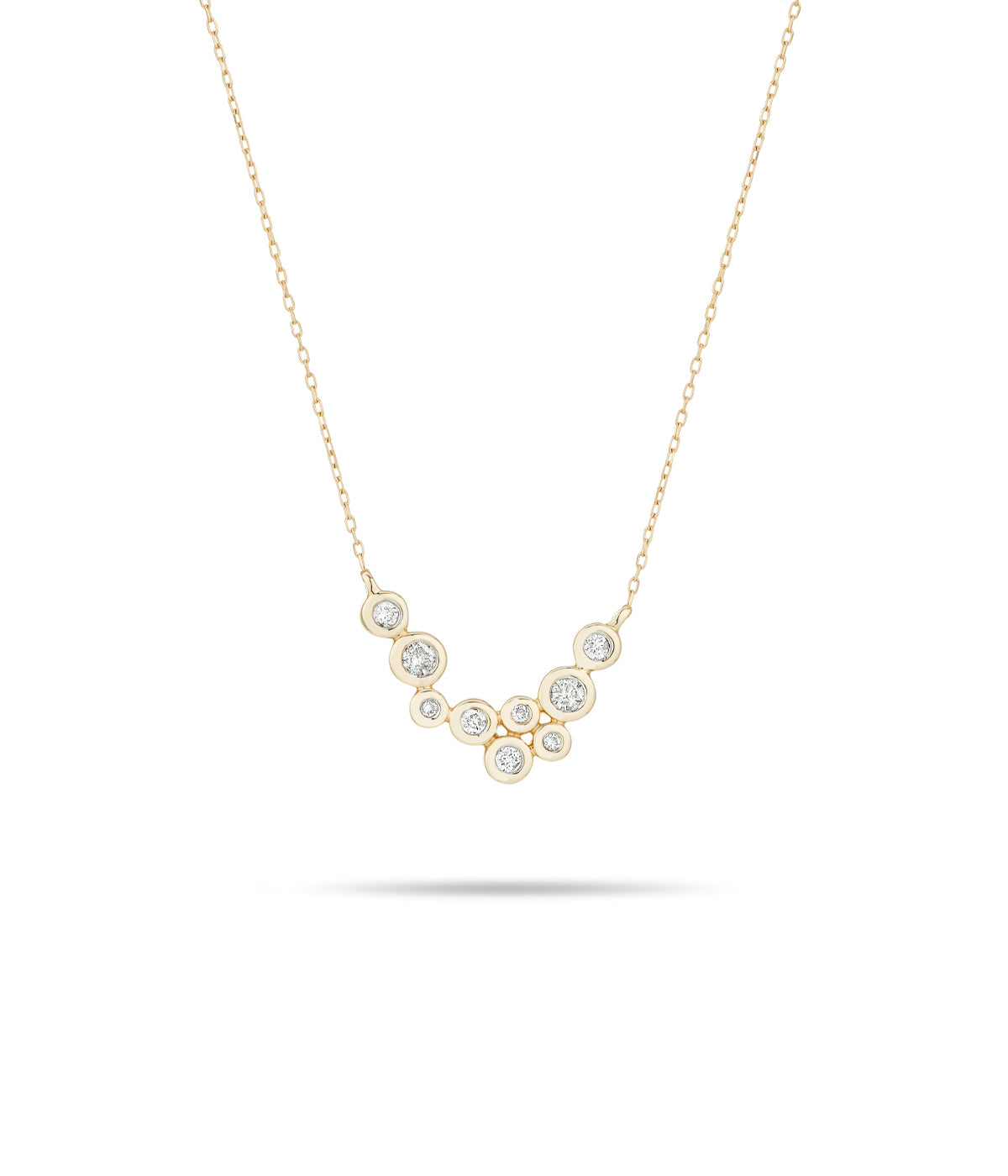 Diamond Barnacles Large Curve Necklace in 14K Yellow Gold