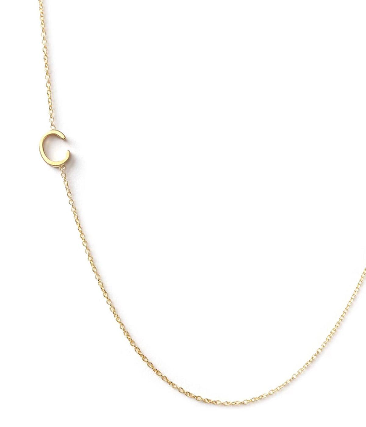 Personalized 14K yellow gold dainty initial necklace with a delicate charm, 16-inch chain perfect for layering, a thoughtful sentimental gift for birthdays, graduations, and special occasions.