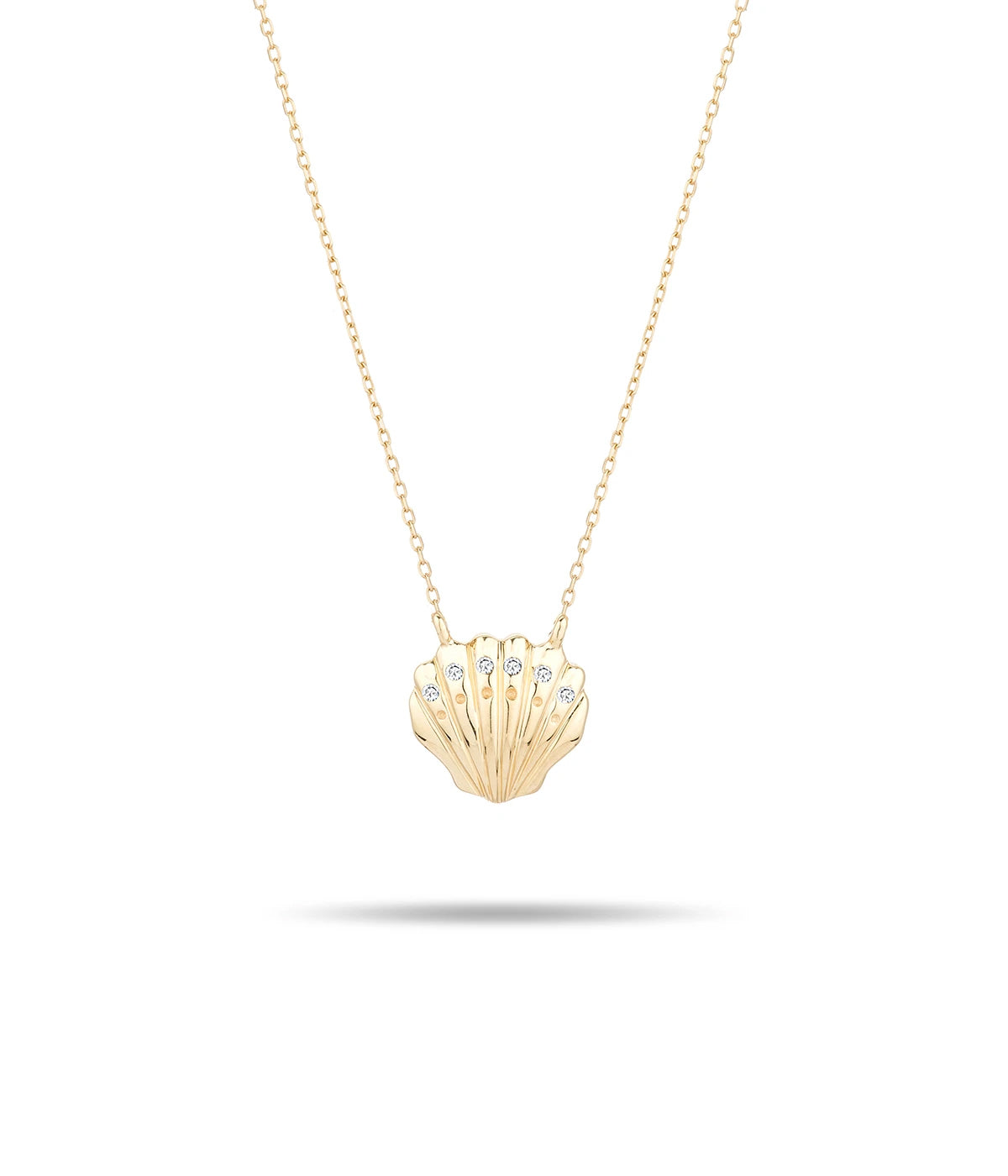 Sea Creatures Clamshell Necklace in 14K Yellow Gold