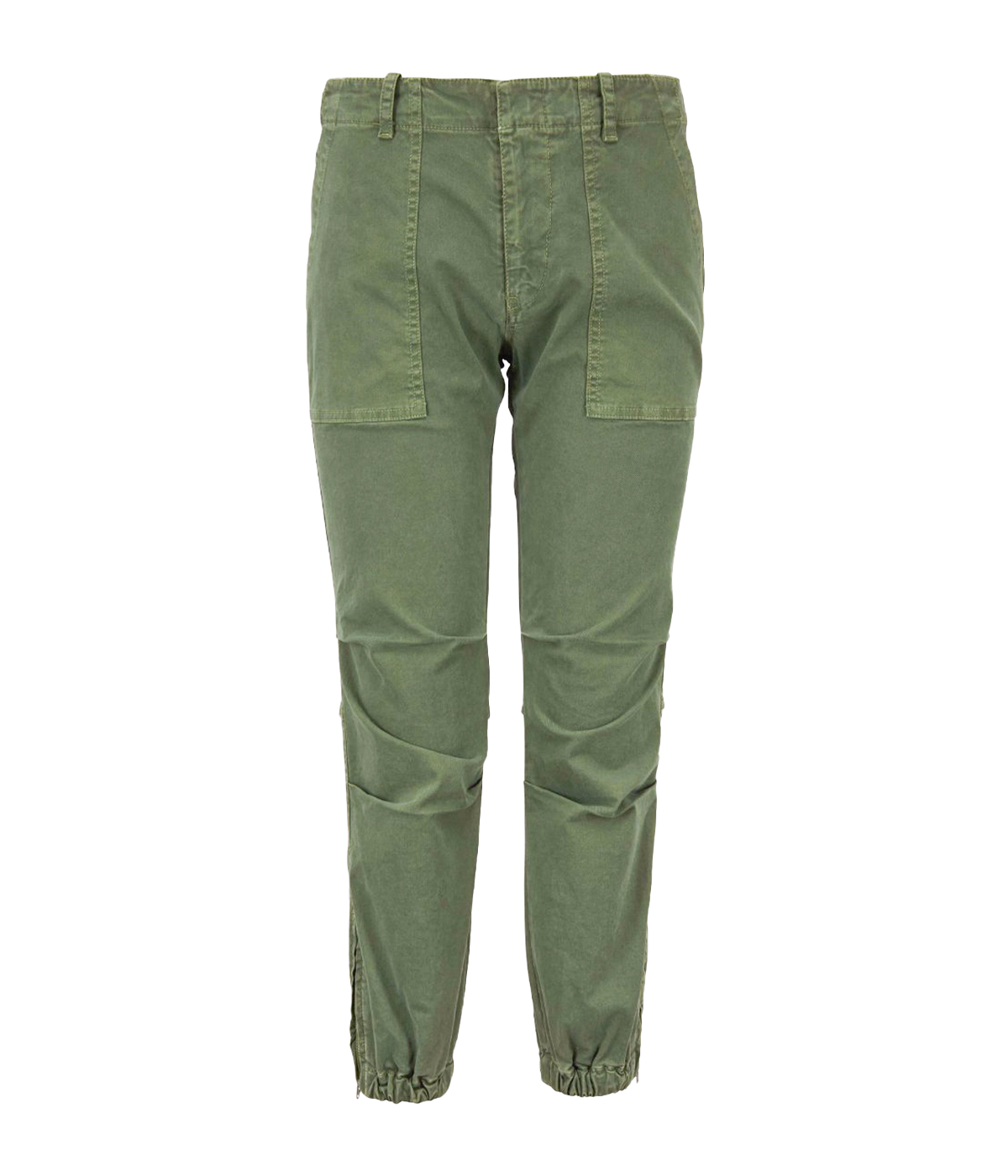 Cropped Military Pants in Camo Green