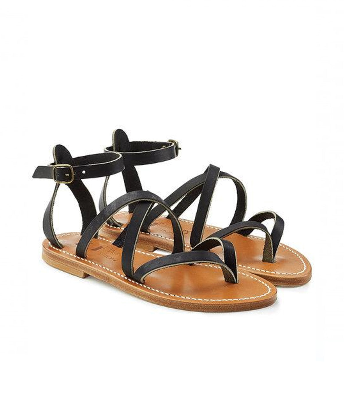 Epicure Black Leather Sandals