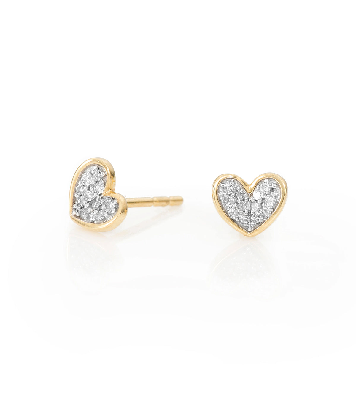 Tiny Pave Folded Heart Earring in Gold