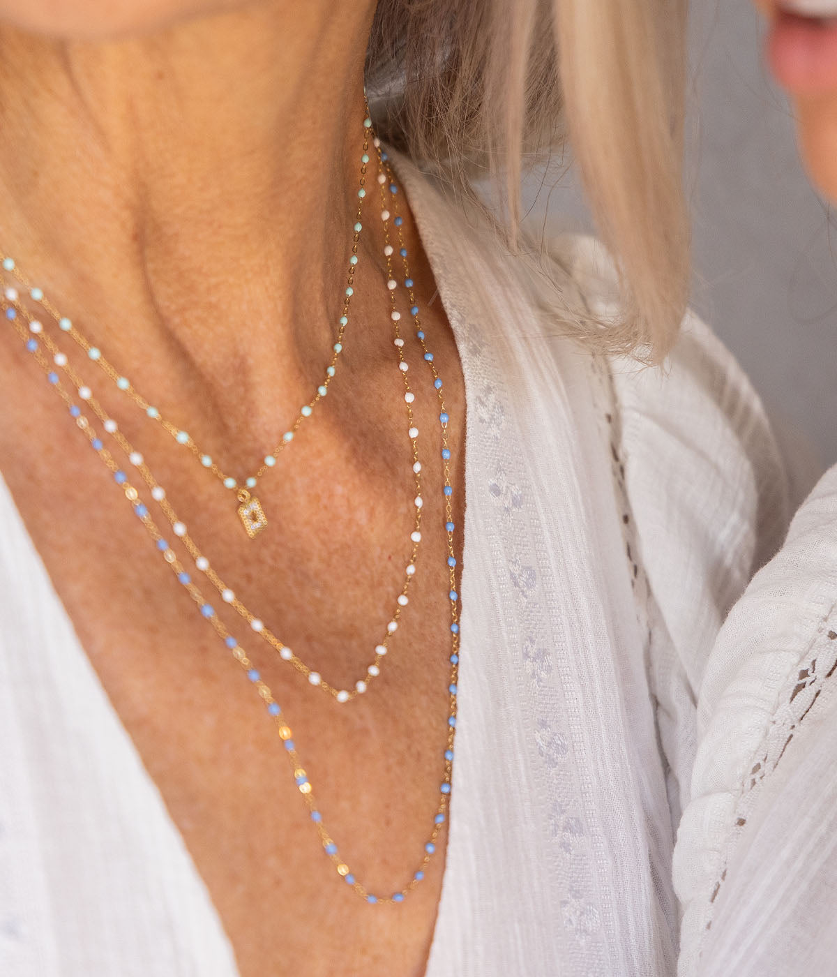 Classic Gigi 50cm Necklace in 18K Yellow Gold & White