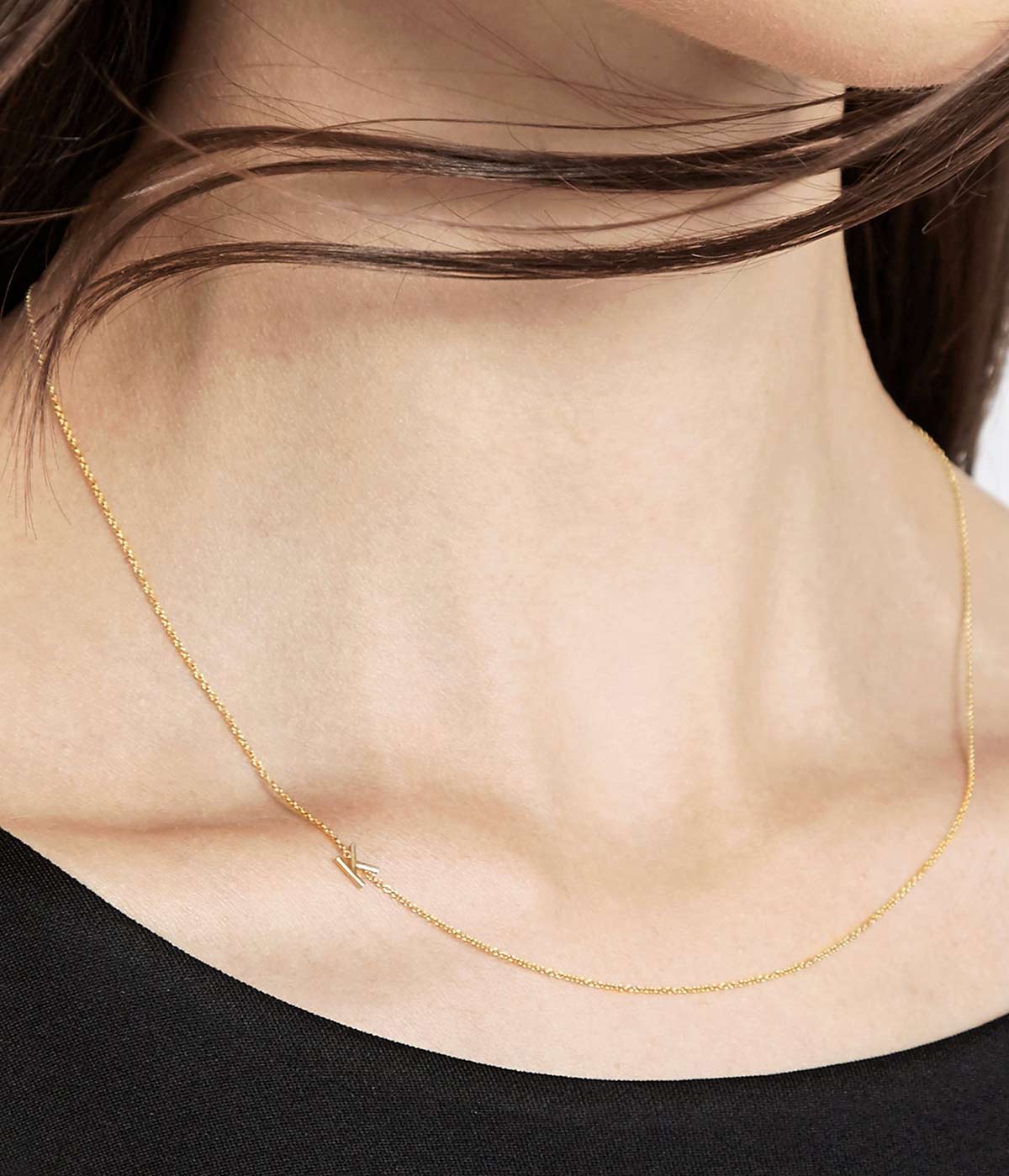 Personalized 14K yellow gold dainty initial necklace with a delicate charm, 16-inch chain perfect for layering, a thoughtful sentimental gift for birthdays, graduations, and special occasions.