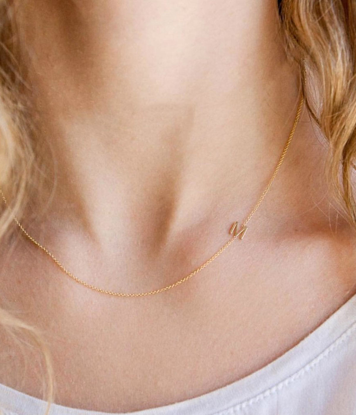 Personalized 14K yellow gold dainty initial necklace with a delicate charm, 16-inch chain perfect for layering, a thoughtful sentimental gift for birthdays, graduations, and special occasions.