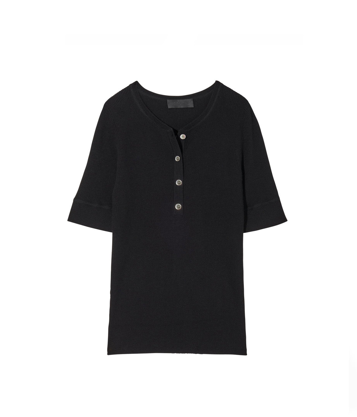 Willow Short Sleeve Henley Shirt in Black