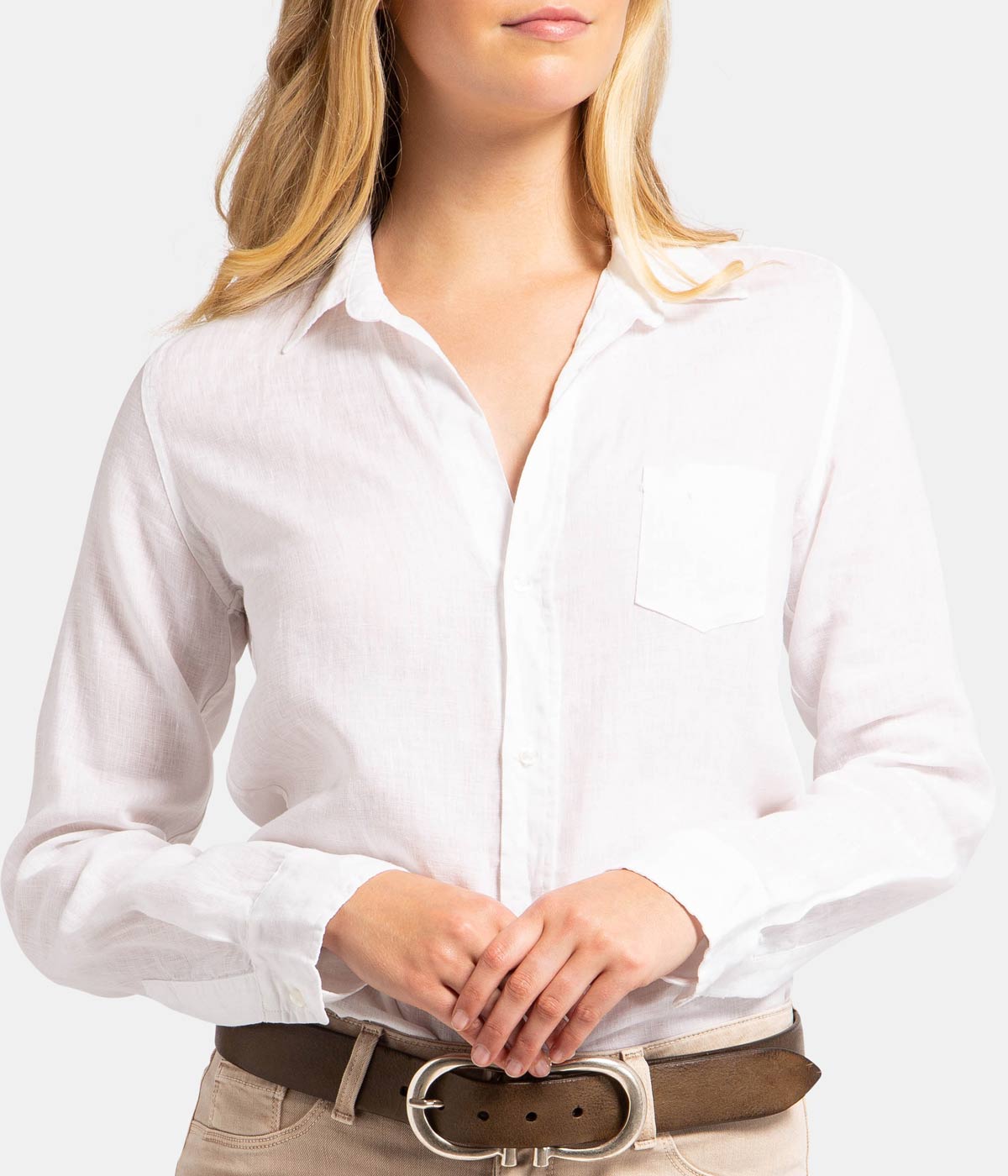 Barry Button Down White Linen Shirt