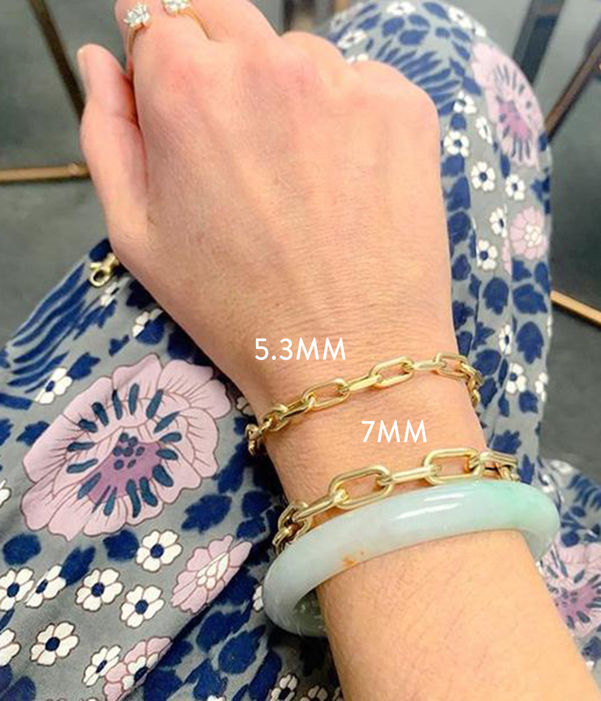 5.3mm Wide Italian Chain Link Bracelet in in 14K Yellow Gold